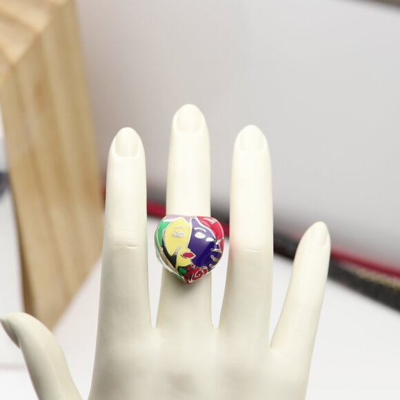 Art Ring Sterling Silver famous artist Enamel Inspired Artistic Ring - Picture 12 of 13